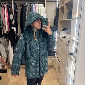 ALO Yoga Glossy Teal Hooded Jacket